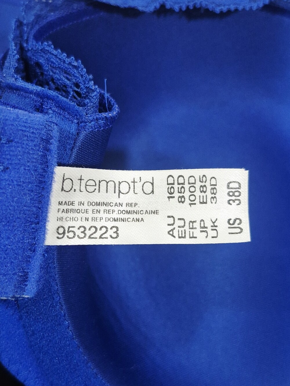 38D Wacoal b.tempt'd 953223 Always Composed T-Shirt UW Bra Blue - Picture 9 of 12